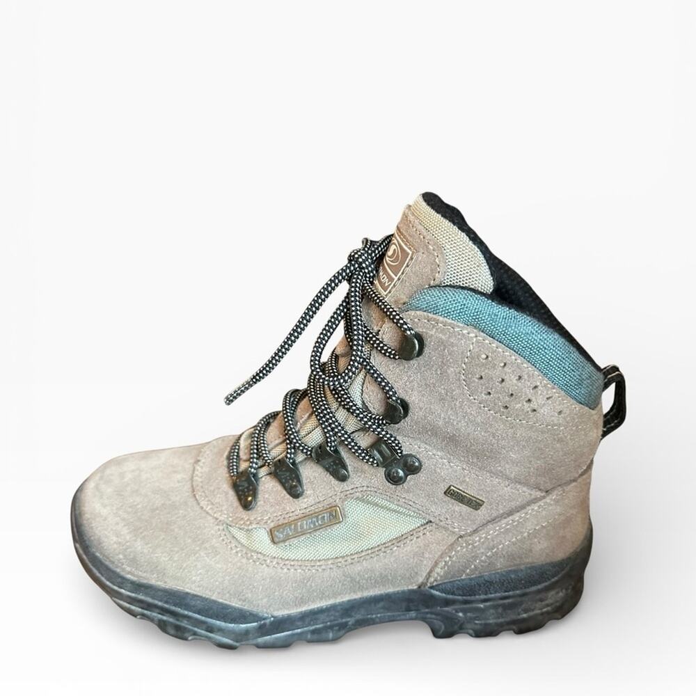 Salomon Contagrip Gore-Tex Women’s Leather Hiking Boots Beige Sz 8
